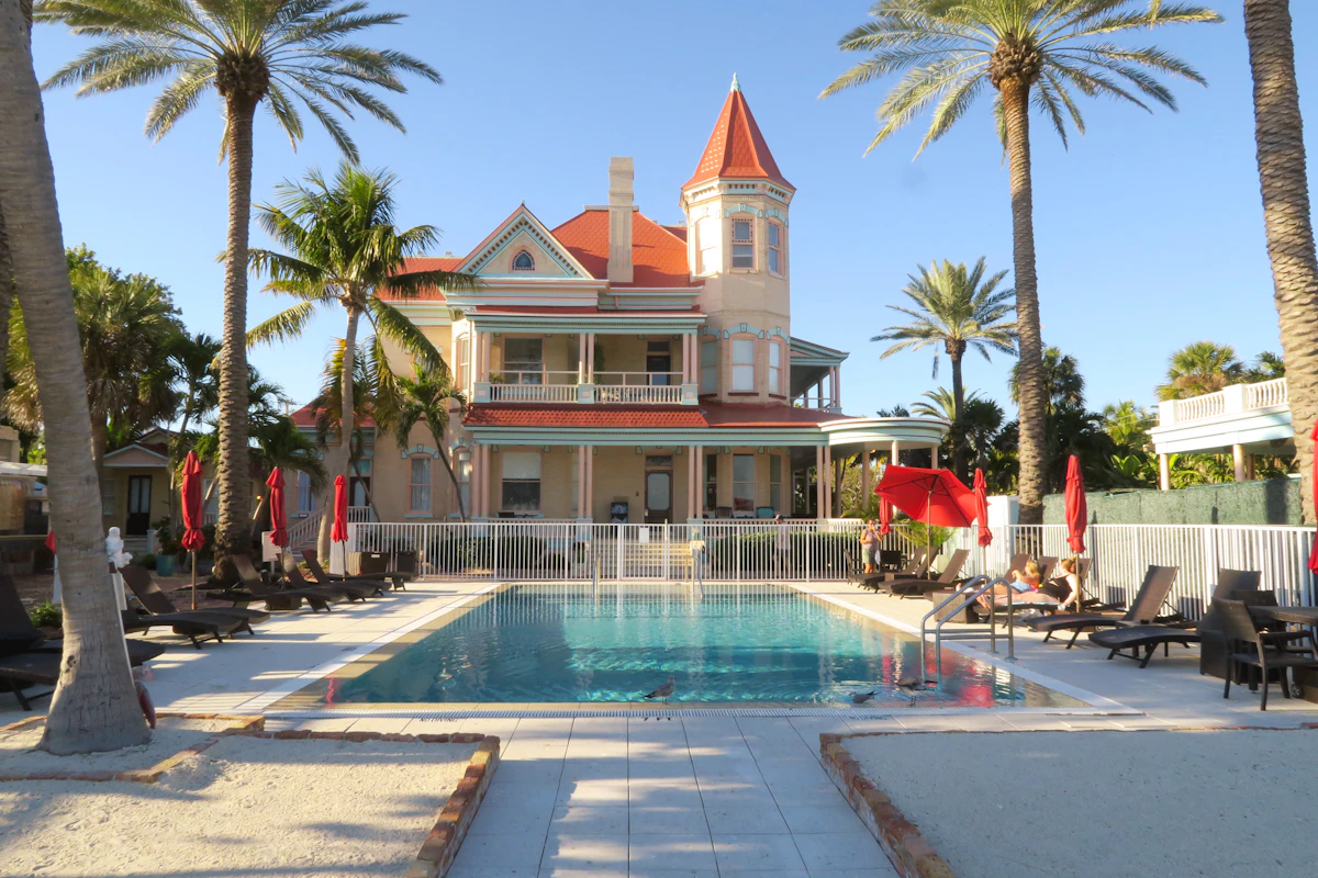 Resurfaced pool deck at golden hour in Lakewood Ranch FL