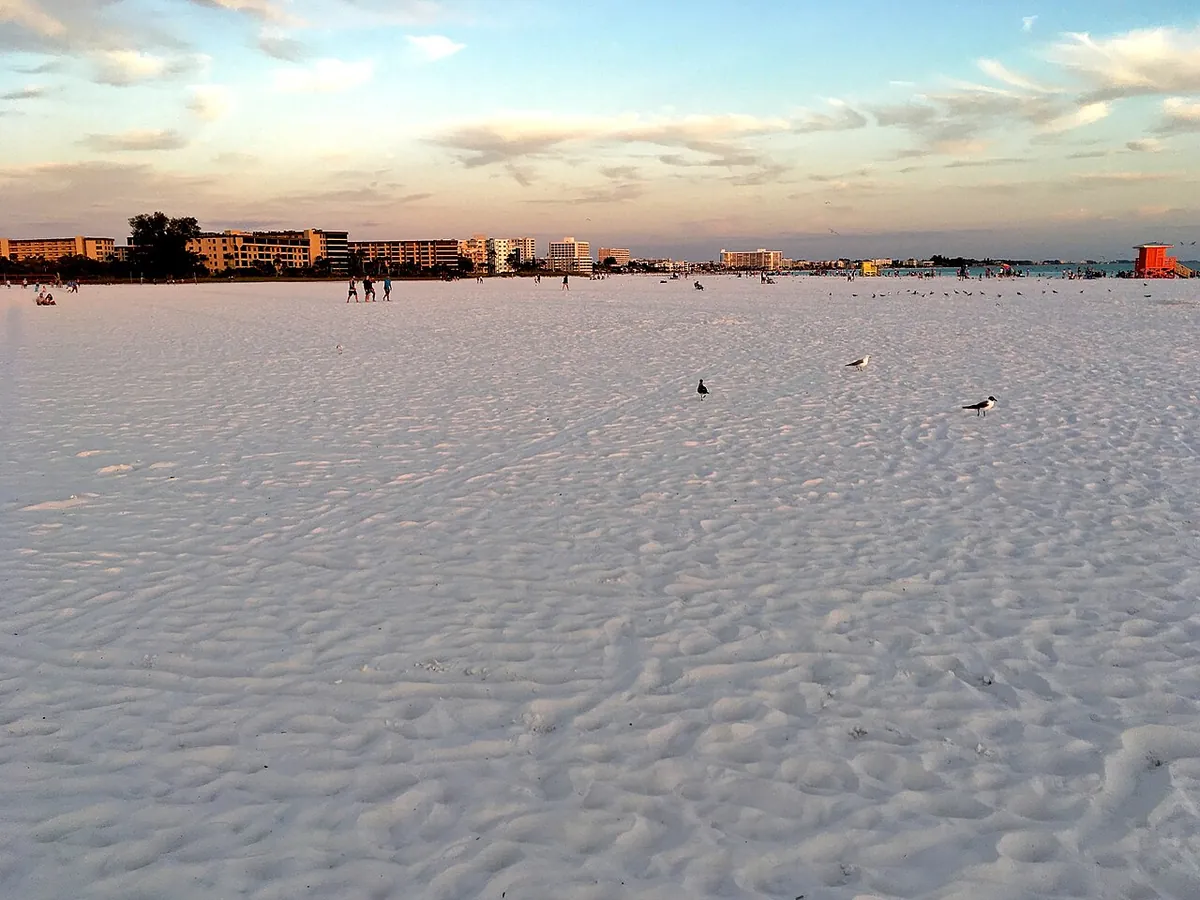Siesta Beach on Siesta Key near Sarasota FL at sunset